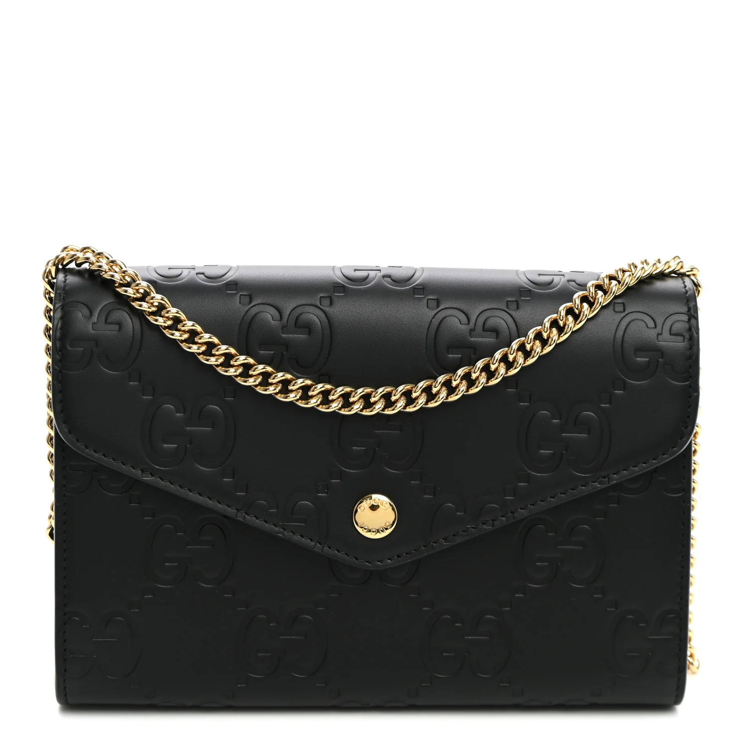 Gucci Calfskin GG Debossed Chain Wallet Black 1947894 | FASHIONPHILE (US)