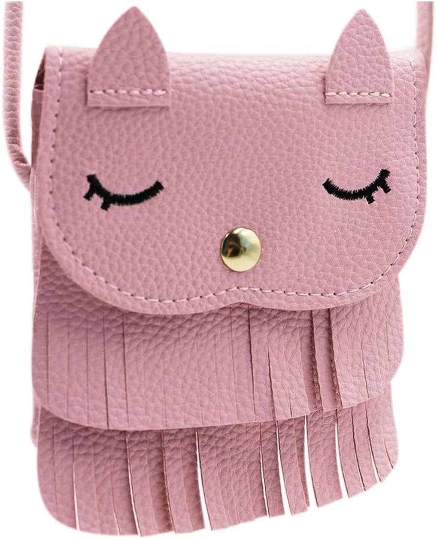 ZGMYC Cat Tassel Shoulder Bag Small Coin Purse Crossbody Satchel for Kids Girls, Pink (5.1'' x 5.9'' | Amazon (US)