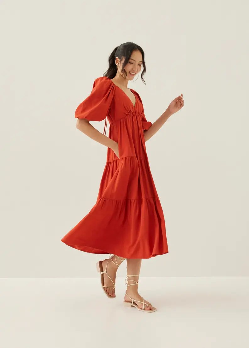 Katrine Padded Tiered Maxi Dress | Love, Bonito USA