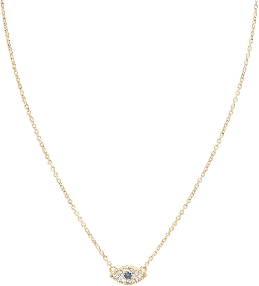 gorjana Women’s Evil Eye Pendant Necklace, Adjustable Link Chain w/ White CZ/London Blue Nanogem Tal | Amazon (US)
