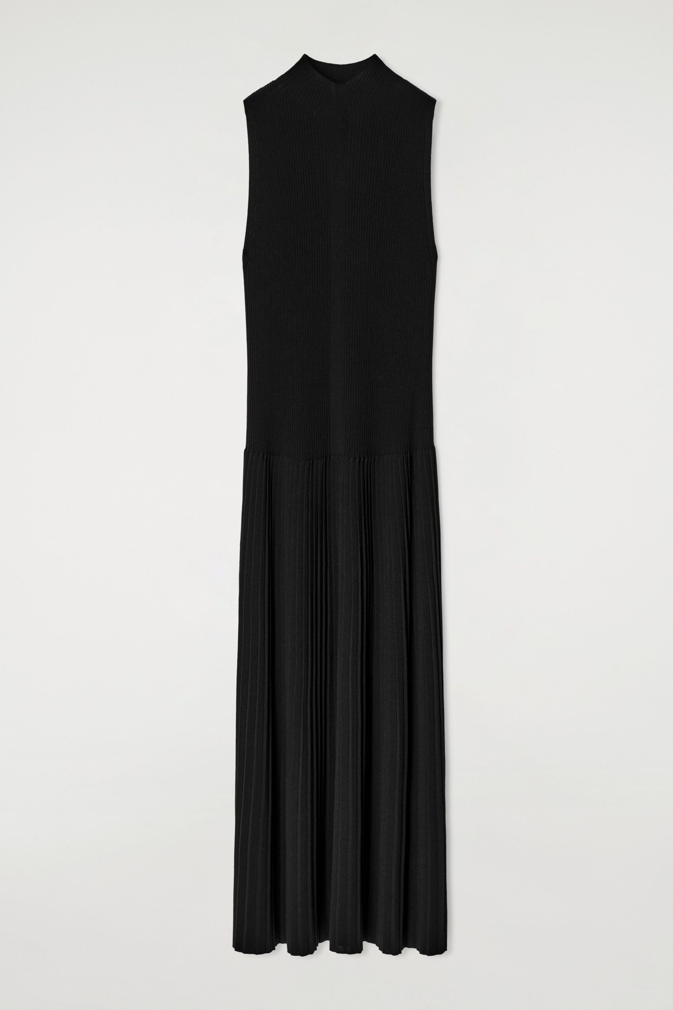 PLEATED HIGH-NECK MAXI DRESS - BLACK | COS UK