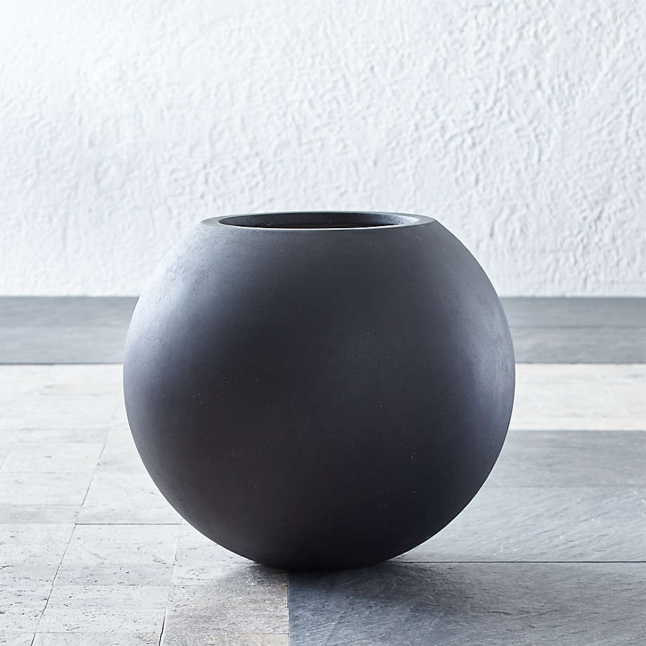 Sphere Small Light Grey Indoor/Outdoor Planter + Reviews | Crate & Barrel | Crate & Barrel