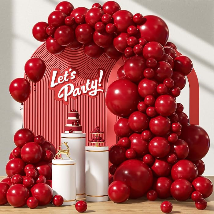 Awenztech 122pcs Dark Red Latex Balloons in 18 12 10 5 inches | Amazon (US)