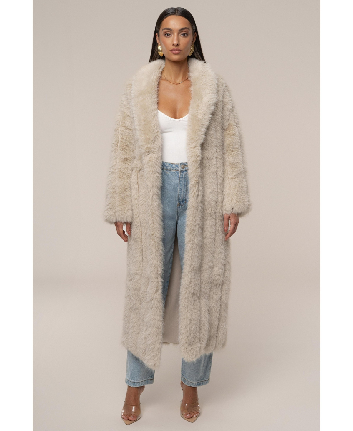 Jluxlabel Manhattan Faux Fur Coat - Beige | Macy's