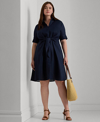 Plus-Size Linen Shirtdress | Macy's