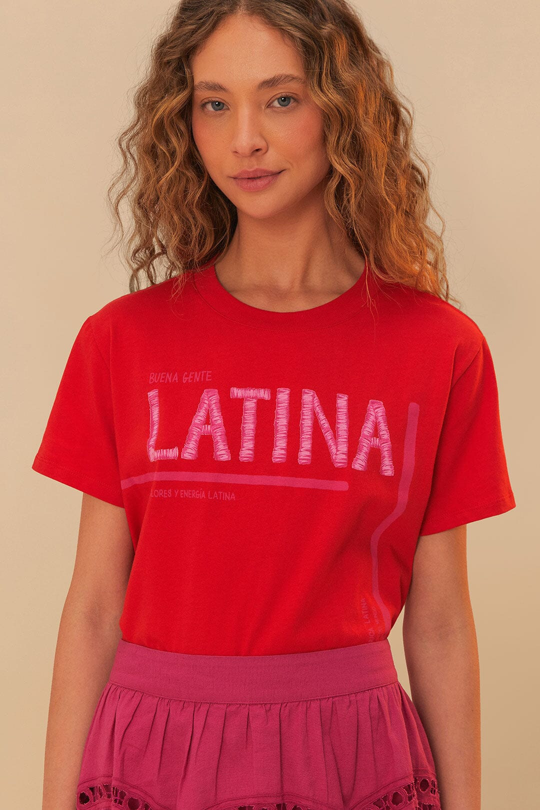 Red Latina T-Shirt | FarmRio (US)