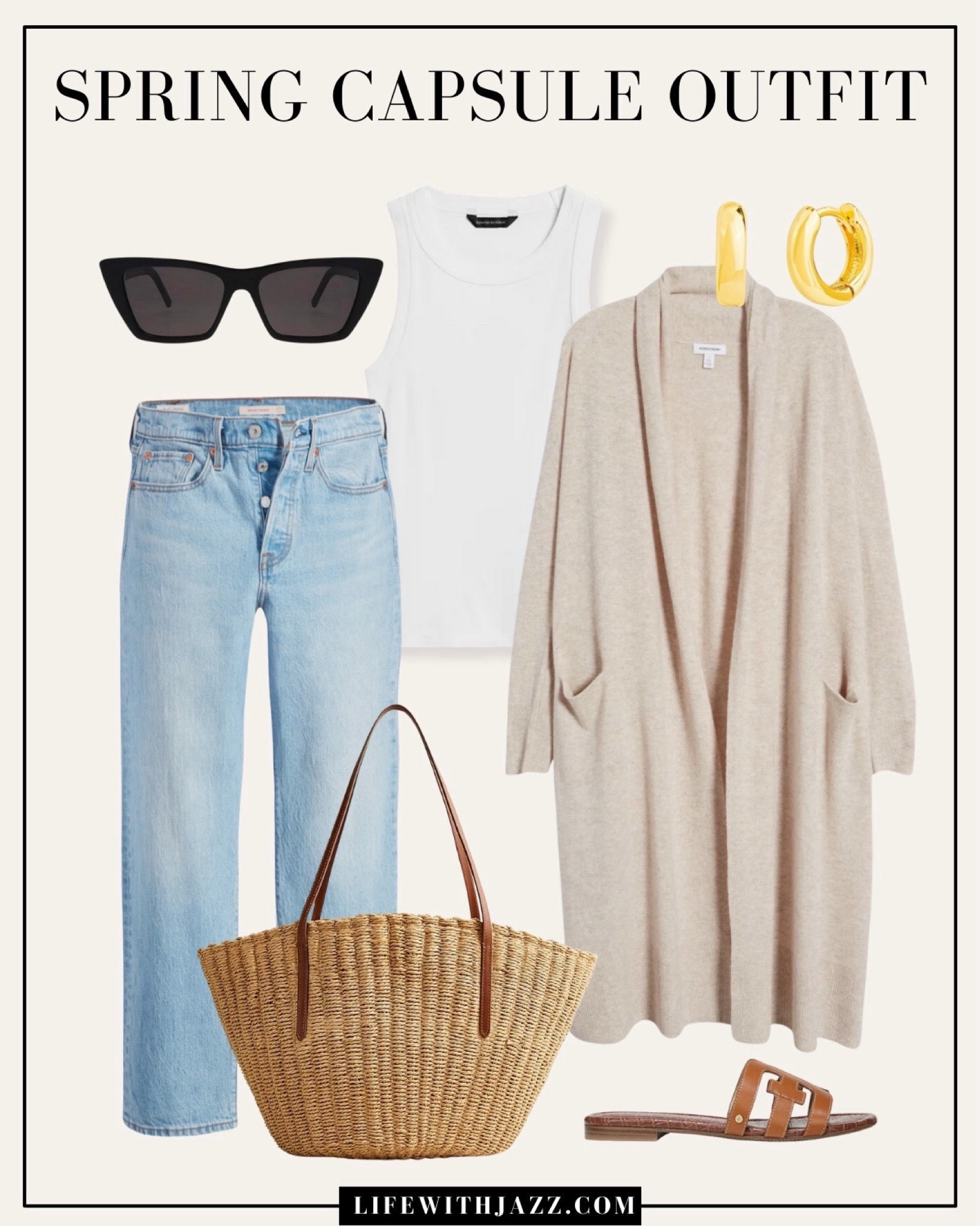 Casual spring outfit 🤍

Light wash blue jean / white tank / neutral long cardigan / jeans / Levi’s / straw / sandals / Sunglasses / farmers market / weekend / warm weather 

#LTKstyletip #LTKSeasonal