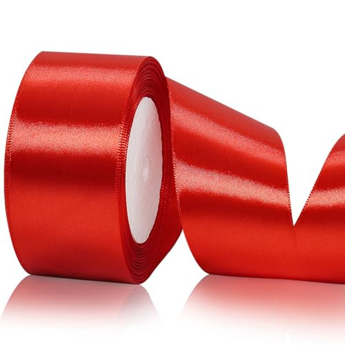 Red Satin Ribbon 2 Inch x 25 Yards, Red Silk Christmas Ribbon 2" Wide for Gift Wrapping, Crafts, Flower Bouquet, Wreaths, Hair Bows, Sewing Projects, Baby Shower and Wedding Party Decoration | Amazon (US)