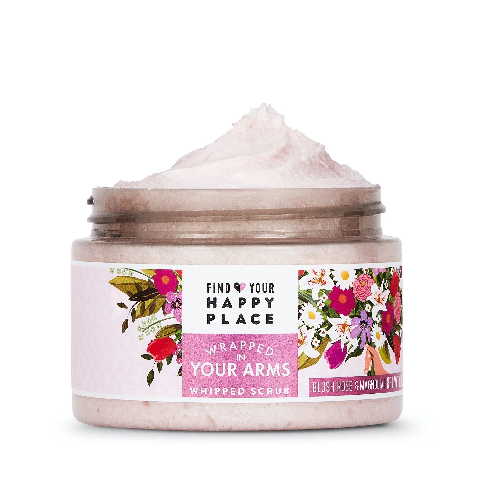 Find Your Happy Place Whipped Body Scrub Wrapped In Your Arms Blush Rose and Magnolia 10 fl oz | Walmart (US)