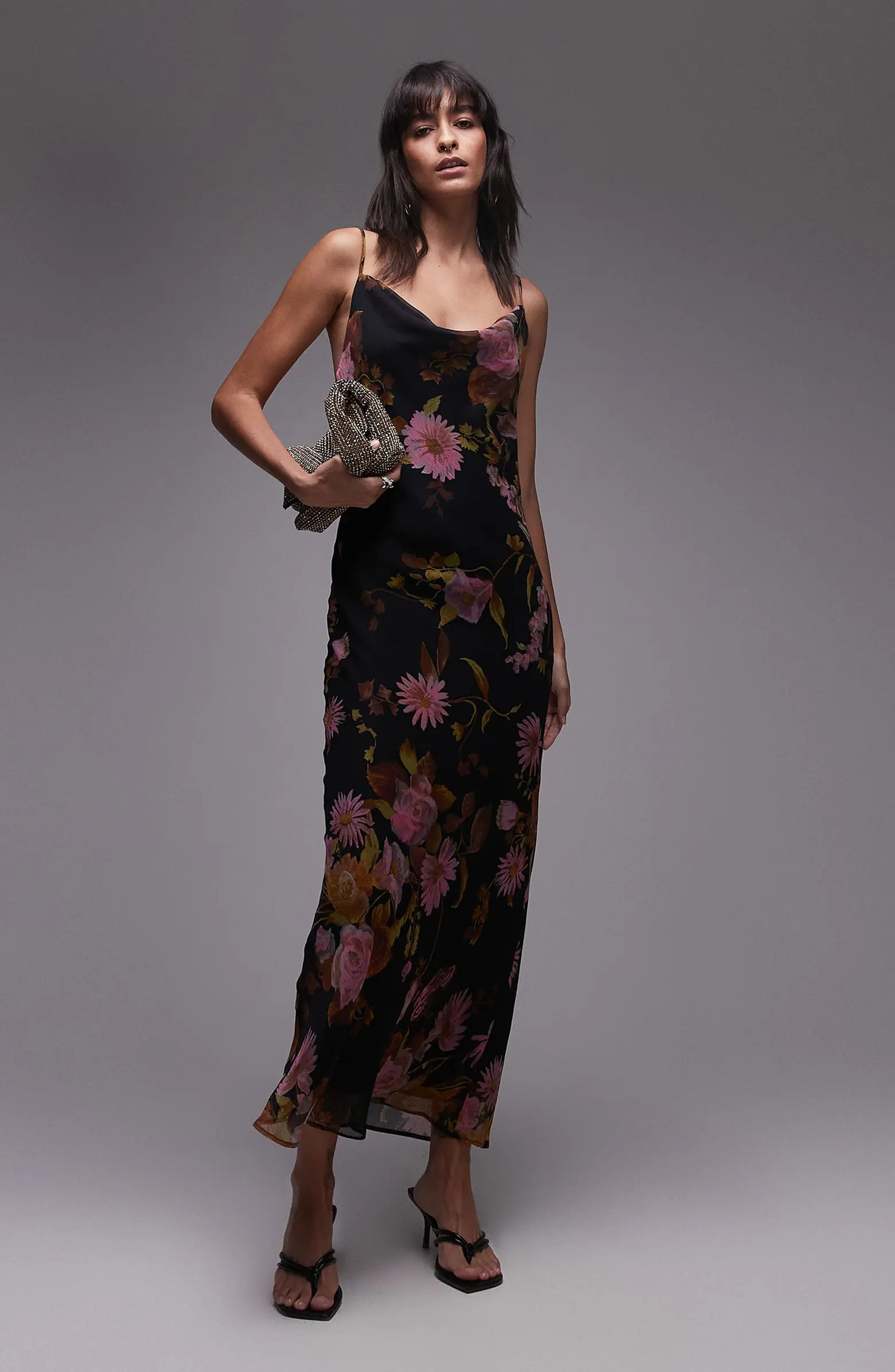 Floral Cowl Neck Maxi Slipdress | Nordstrom
