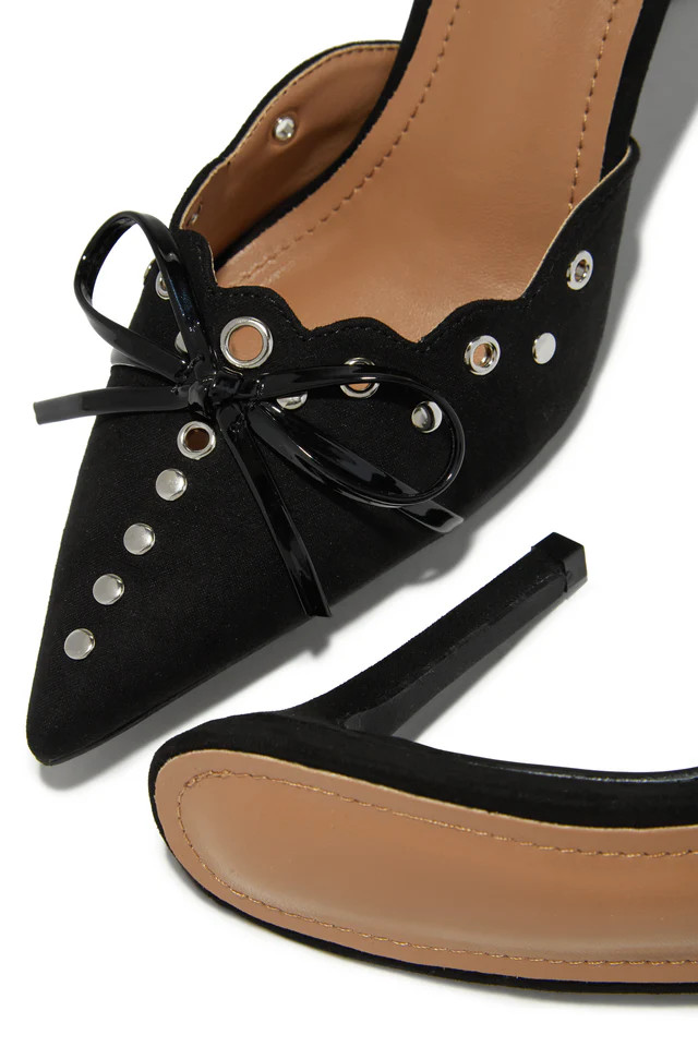 Miss Lola | Sylvia Black Pump Heel Mules | MISS LOLA