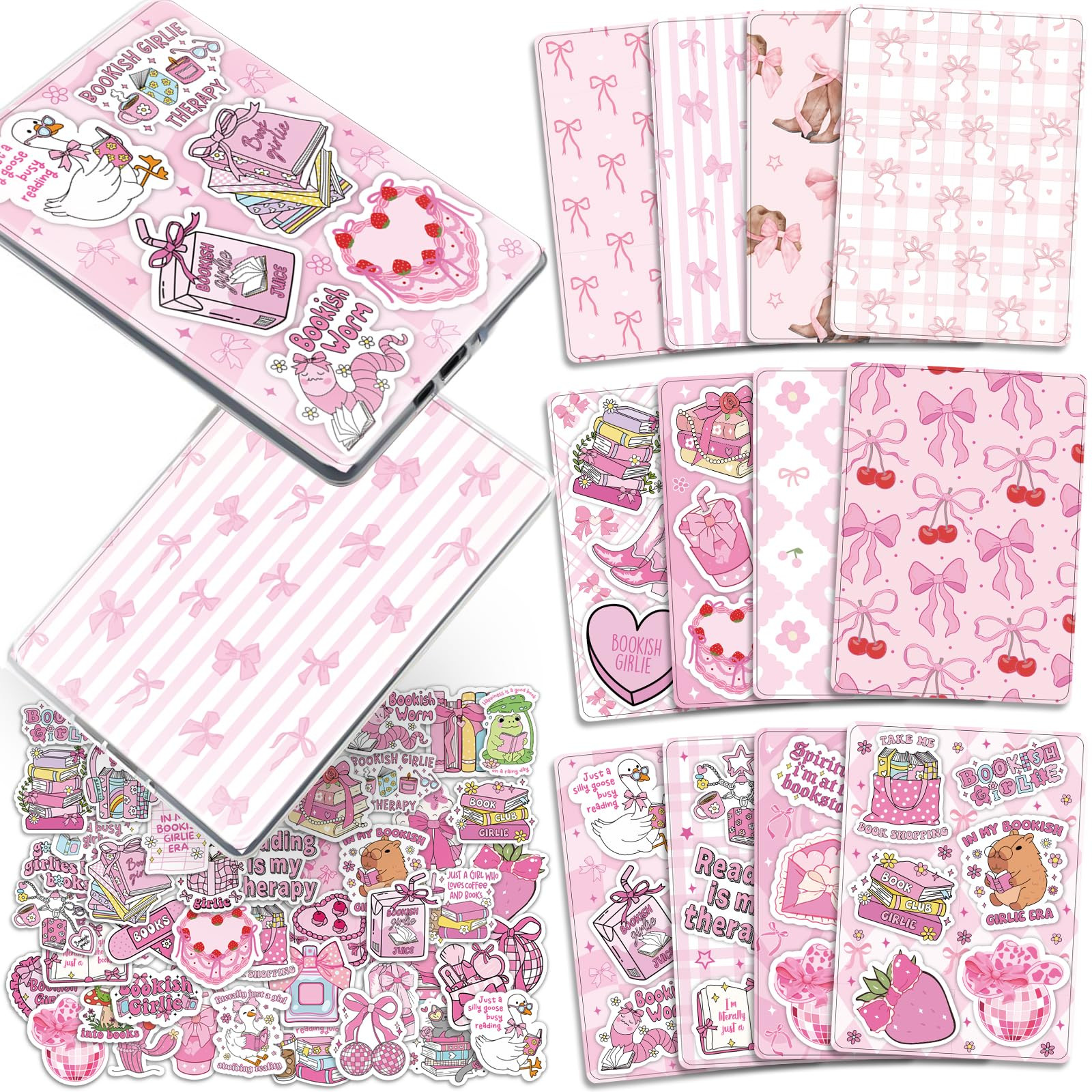 Coquettte Insert Cardstock Paper for Kindle - 12Pcs Pink Bow Back Cover Inserts Decorating Access... | Amazon (US)