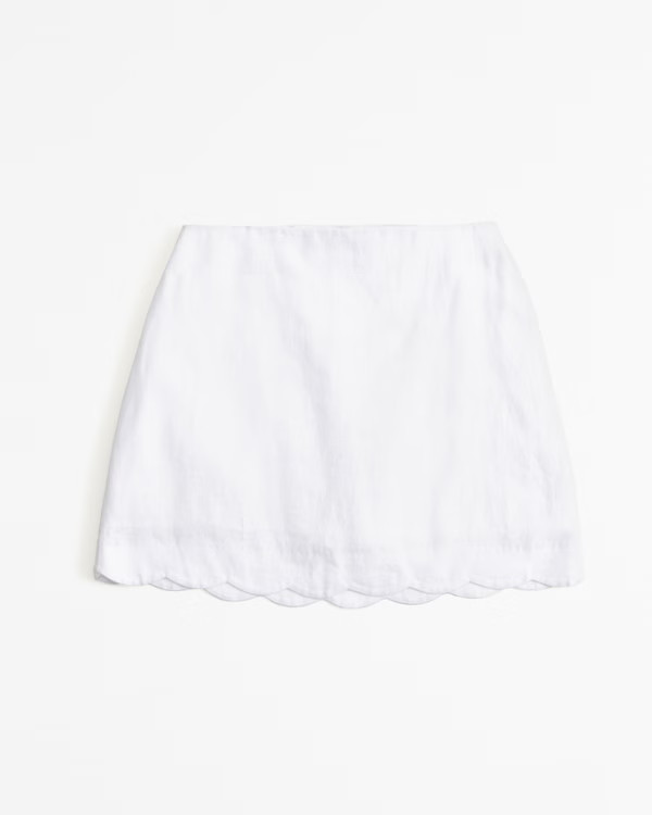 Women's Premium Linen Scallop-Hem Mini Skort | Women's Bottoms | Abercrombie.com | Abercrombie & Fitch (US)