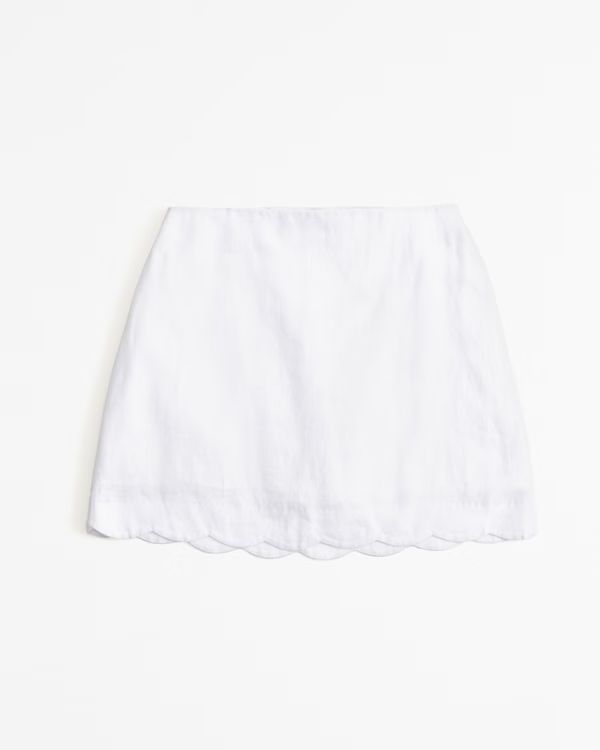 Women's Premium Linen Scallop-Hem Mini Skort | Women's Matching Sets | Abercrombie.com | Abercrombie & Fitch (US)