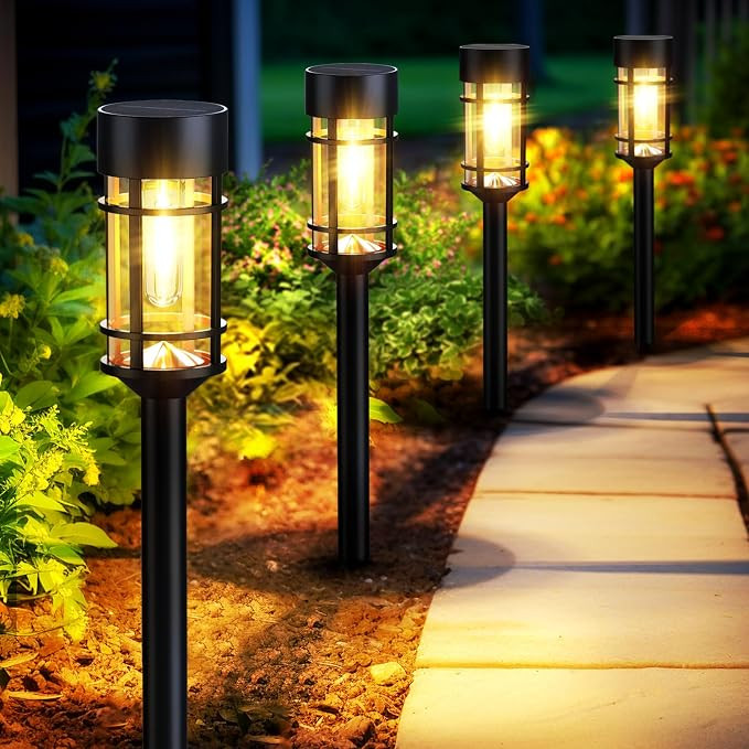 Solar Pathway Lights, 8 Pack LED Solar Lights Outdoor Waterproof, Glass Metal Garden Lighting for... | Amazon (US)