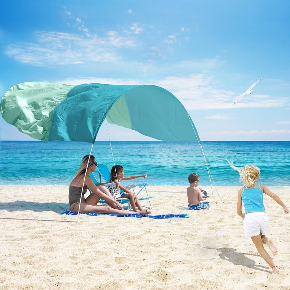 Beach Sun Shade Canopy,Beach Pop up Tent Sun Shade Sail for 8 People,Relying On Wind Power Umbrel... | Amazon (US)