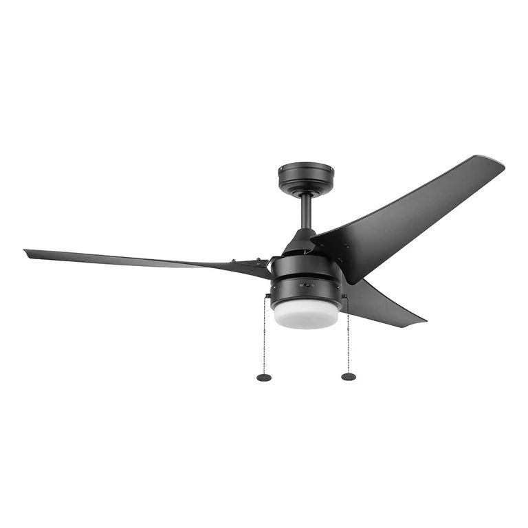Better Homes & Gardens 56” Black Indoor/Outdoor Ceiling Fan with 3 Blades, Light Kit, Pull Chai... | Walmart (US)