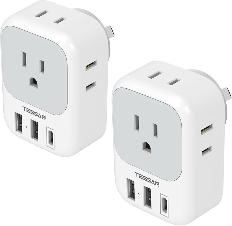 Australia Plug Adapter, TESSAN Australian Power Adaptor with 4 Outlets 3 USB Charging Ports (1 US... | Amazon (US)