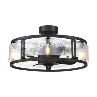 24.5 in. Indoor Black Caged DC Motor Ceiling Fan with Light Kit and Remote Control | The Home Depot