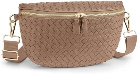 KALIDI Woven Crossbody Bag for Women Travel Vegan Leather Belt Bum Bag Fanny Packs for Woman Tren... | Amazon (US)