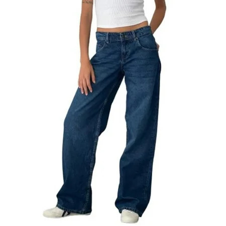 EMMIOL Women's Wide Leg Jeans Mid Waist Baggy Jeans Vintage Y2K 90s Boyfriend Denim Pants | Walmart (US)