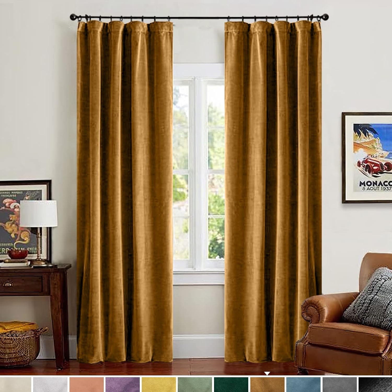 Lazzzy Velvet Blackout Curtains Brown Thermal Insulated Curtains Soundproof Noise Reducing Drapes... | Amazon (US)