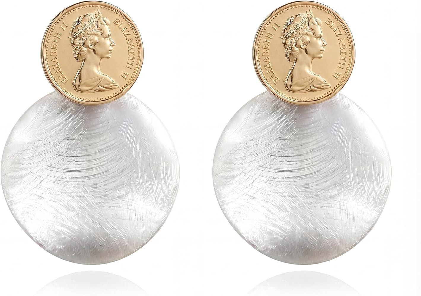 FAMARINE Big Disc Drop Earrings Gold Dangle Earrings Round Hammered Earrings Women | Amazon (US)