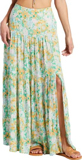 x Sun Chasers Rave Floral Tiered High Waist Maxi Skirt | Nordstrom