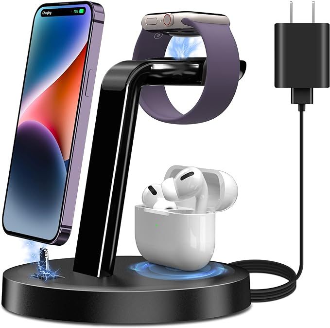 Wireless Charging Station, ORIEMAC 3 in 1 Wireless Charger for Multiple Devices Apple Watch AirPo... | Amazon (US)