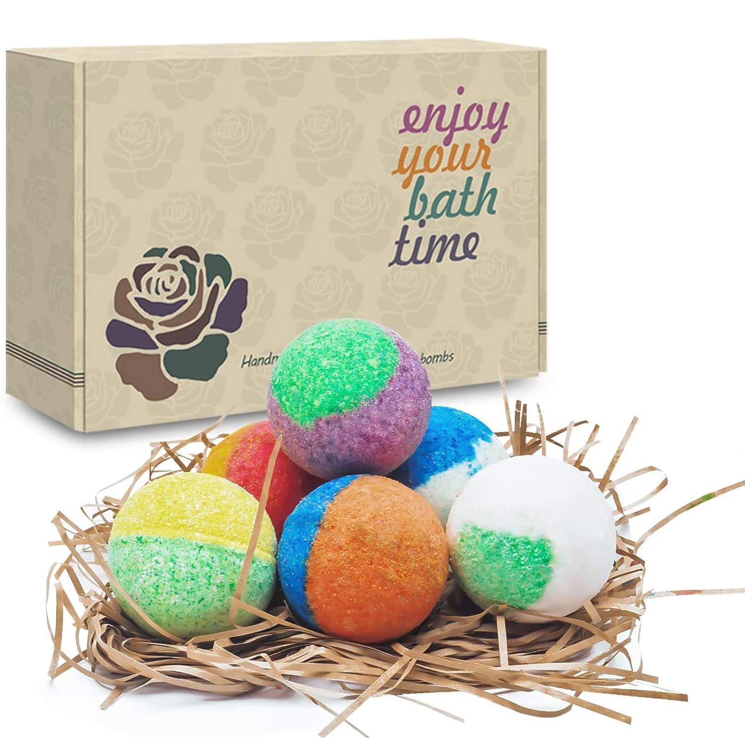 INTEYE 6 Organic Bath Bombs, Handmade Bubble Bath Bomb Gift Set, Rich in Essential Oil, Fizzy Spa... | Amazon (US)