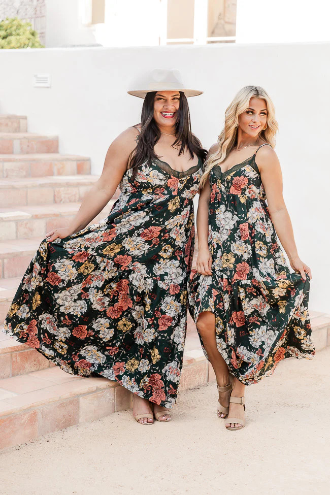 Bring Me To Life Green Lace Trim Floral Maxi Dress | Pink Lily