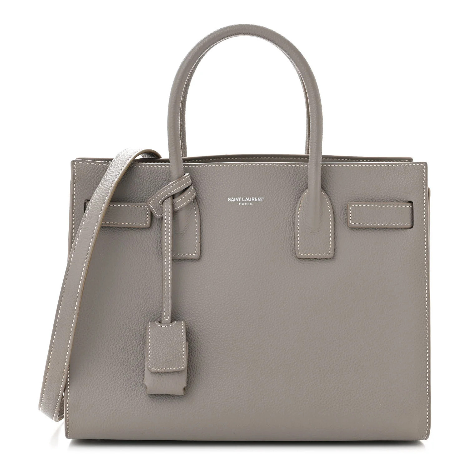 Grained Calfskin Topstitch Baby Sac De Jour Fog | FASHIONPHILE (US)