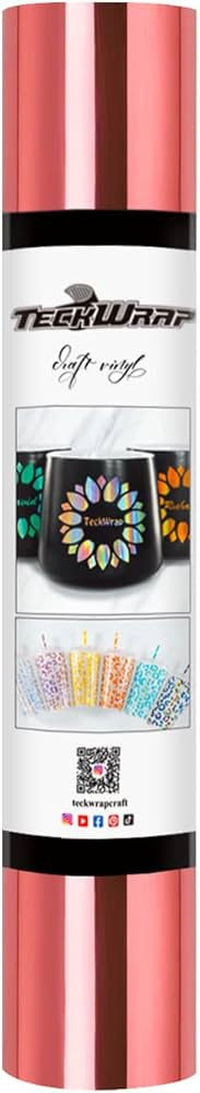 TECKWRAP Chrome Vinyl Bubble Free Metallic Adhesive Craft Vinyl with Air Channels 1ftx5ft, Begoni... | Amazon (US)