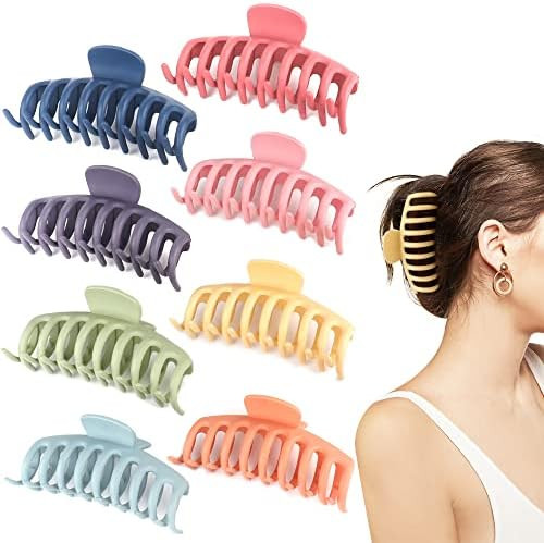 4.3 Inch Large Hair Claw Clips for Thin Thick Curly Hair Big Matte Hairclips Banana Strong Hold J... | Amazon (US)
