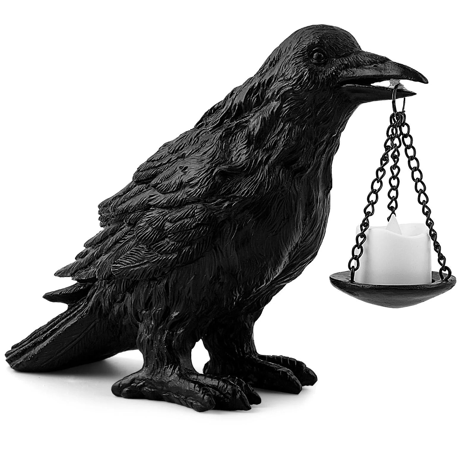 Gothic Raven Halloween Décor: Faux Crow Light Holder, Raven Lamp Tealight Candle Holder | Wayfair North America