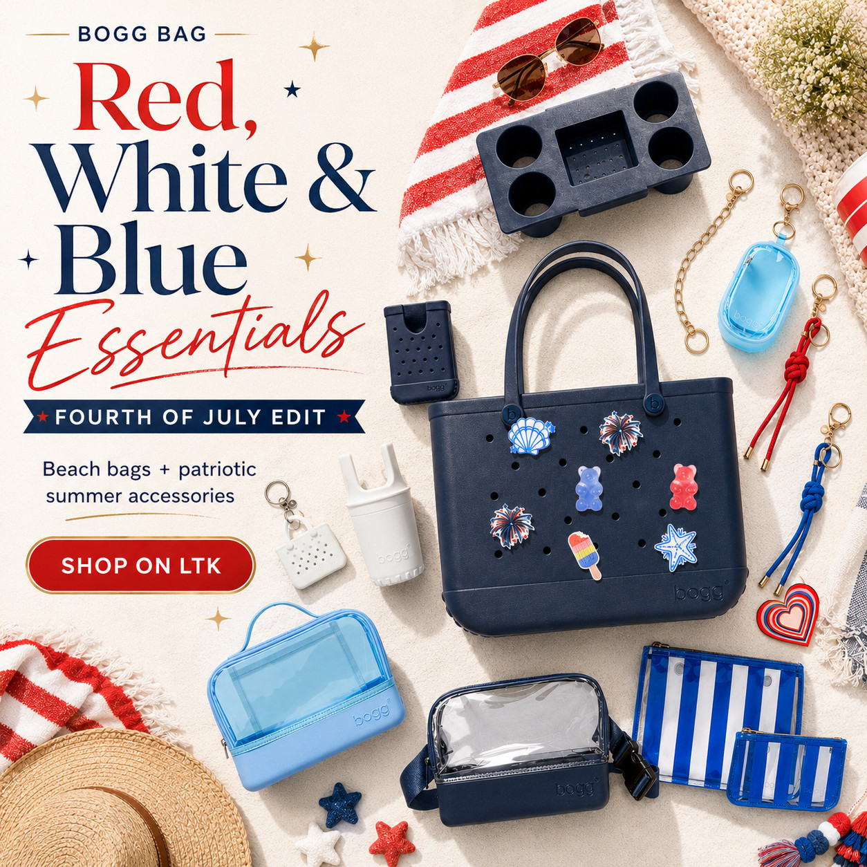 Bogg Bag Summer | All Blue Edit | USA Beach Bags, Accessories & Vacation Essentials

The patriotic Bogg Bag edit that makes every Fourth of July plan feel organized, festive, and instantly summer-ready ☀️ 

This red, white, and blue Bogg Bag setup is such a good one if you want a beach bag that feels cute, functional, and easy to use all summer — not just for the holiday weekend.

The navy Bogg Bag, striped pouches, clear organizers, cup holders, keychains, patriotic charms, and red/blue accessories make this feel coordinated, sporty, and so easy to pack for sunny plans.

This is perfect for Fourth of July beach days, lake weekends, pool parties, boat days, BBQs, fireworks nights, baseball games, family vacations, summer sports, and travel days when you need everything in one place.

What makes this edit so shoppable is that it feels festive without being one-time-use. 

The red, white, and blue pieces can keep working for game days, pool bag organization, vacation packing, and everyday summer outings long after the holiday.

I did the digging for you — if you want a Bogg Bag setup that feels patriotic, giftable, organized, and actually useful for every summer plan, this edit is the one I’d check before the cutest accessories sell out.

📌 SAVE this for Fourth of July beach bag ideas, patriotic summer accessories, Bogg Bag finds, lake weekend packing, and game day bags.

↓ Everything is linked!

#LTKActive #LTKSaleAlert #LTKTravel