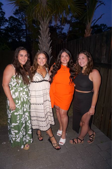 Beach outfit. Beach vacation outfit. Orange dress. Linen dress. Summer event dress. Summer cocktail dress. White heels. White heeled sandals 

#LTKSeasonal #LTKfindsunder100 #LTKstyletip
