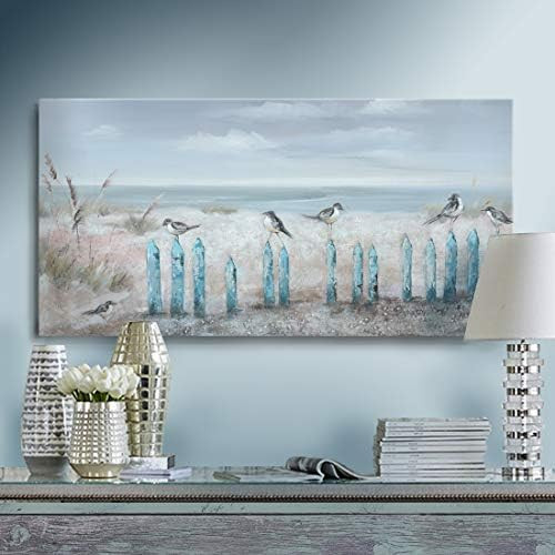 amatop Ocean Beach Wall Art 3D Framed Hand-Painted Seascape Oil Painting Perching Bird Canvas Art... | Amazon (US)