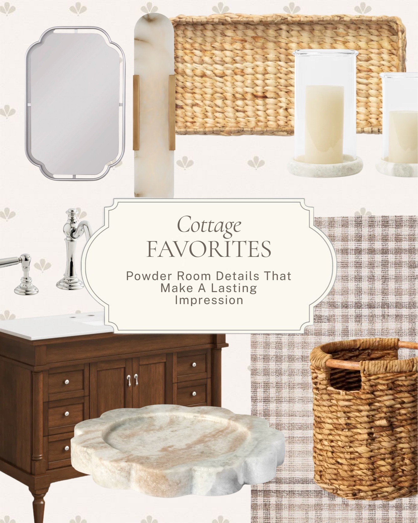 Powder room details that make a lasting impression. 

A moody vanity, a stone-inspired sink, and the small finishing touches, sconces, a mirror with real character, that turn a half bath into one guests remember.

All linked here 🤍 #LTKhome