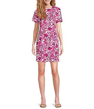 Lilly Pulitzer Mila Dobby Elderflower Print Crew Neck Short Sleeve Dress - 12 | Dillard's