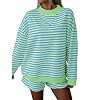 Ecosunny Womens Striped 2 Piece Set Oversized Sweatshirt Long Sleeve Mock Neck Tops with Shorts Lounge Sets Casual Outfits | Amazon (US)
