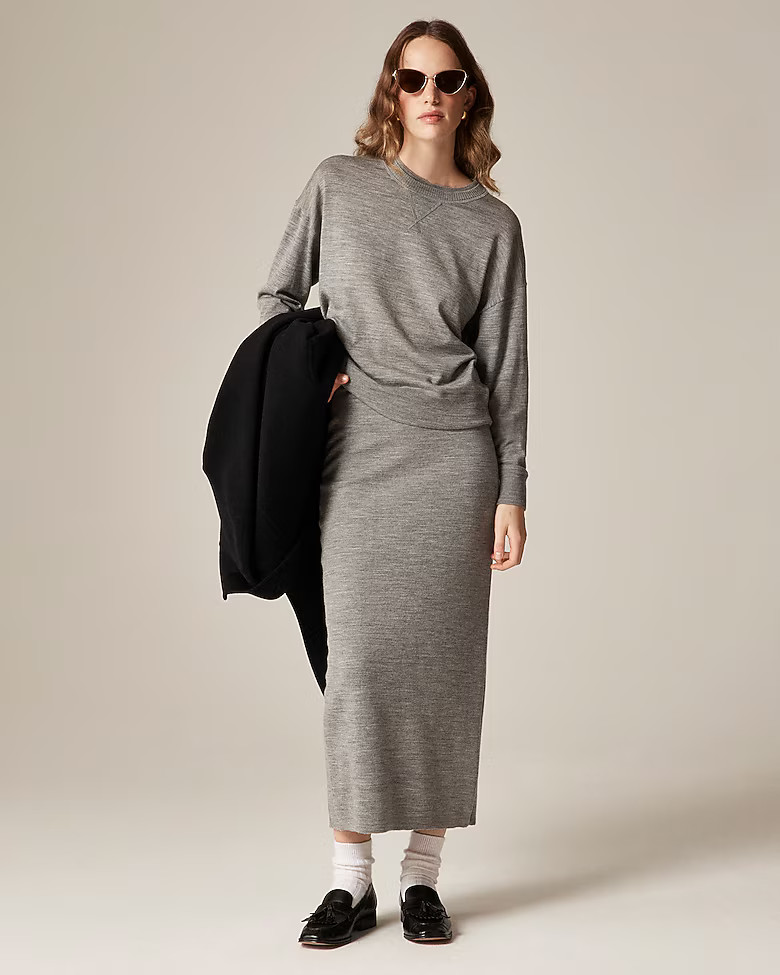 Sweater midi skirt in double-faced merino wool blend | J. Crew US