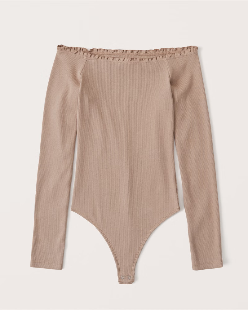 Off-The-Shoulder Ruffle-Trim Bodysuit | Abercrombie & Fitch (US)