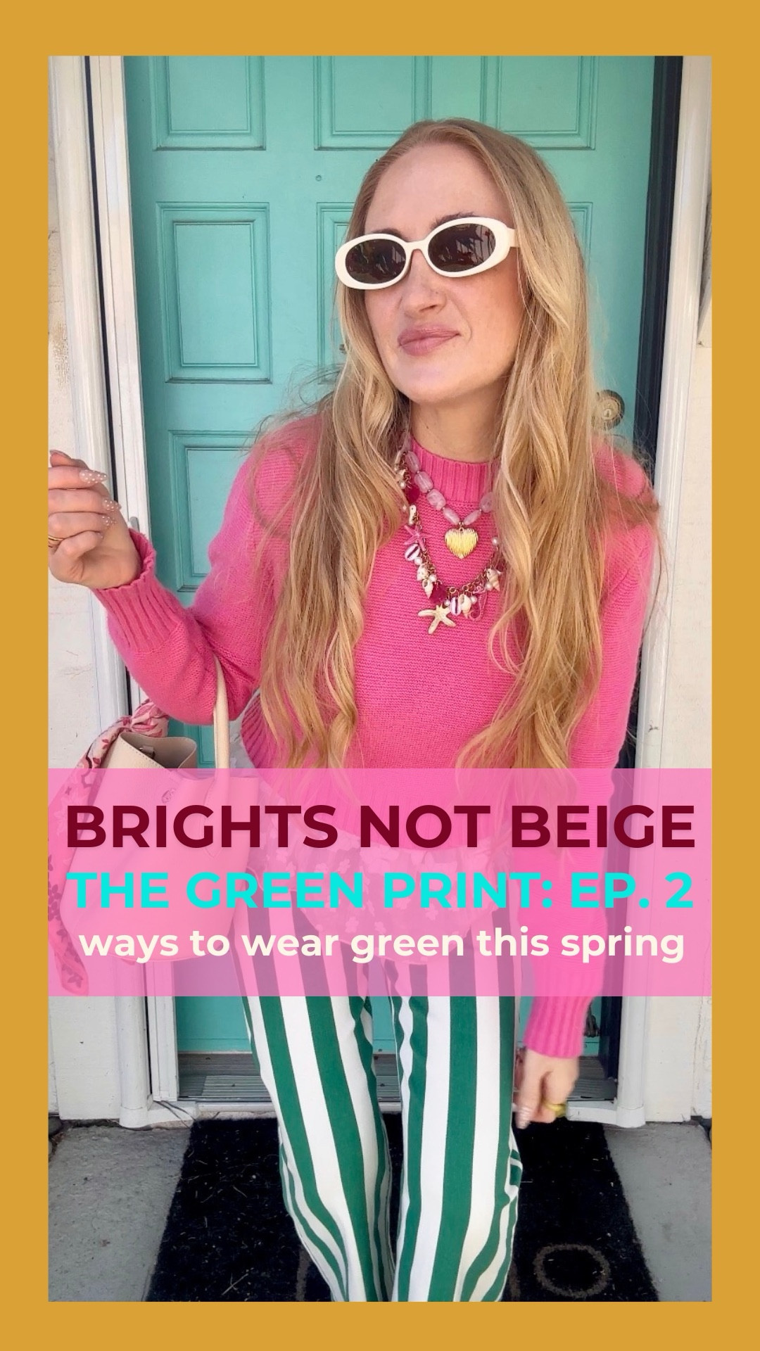 The Green Print Ep. 2:  Pink + Green Power Pairing ⚡️ The ultimate mood-booster! Ditching the "preppy" stereotypes and styling Green + Hot Pink for a modern, fun look. This combo is officially A Bright Beauty approved. Shop my exact pieces  below!

Wearing M in sweater, size 8 in jeans at 140 lbs and 5’7” for reference. For shoes, recommend sizing 1/2 size down.

Green and pink outfit ideas 2026, dopamine dressing trends, bright color combinations, the green print series, modern color blocking, brights not beige style, vibrant fashion influencer

#LTKdayinmylife #LTKootd #LTKgrwm