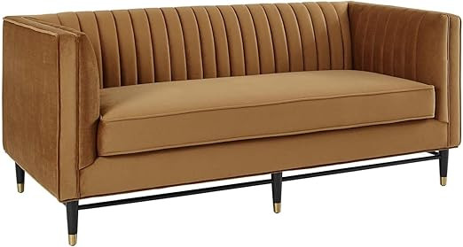Modway Devote Channel Tufted Performance Velvet, Loveseat, Cognac | Amazon (US)