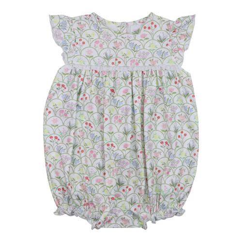 Garden Print Scalloped Eyelet Knit Bubble - Shipping Early May | Cecil and Lou