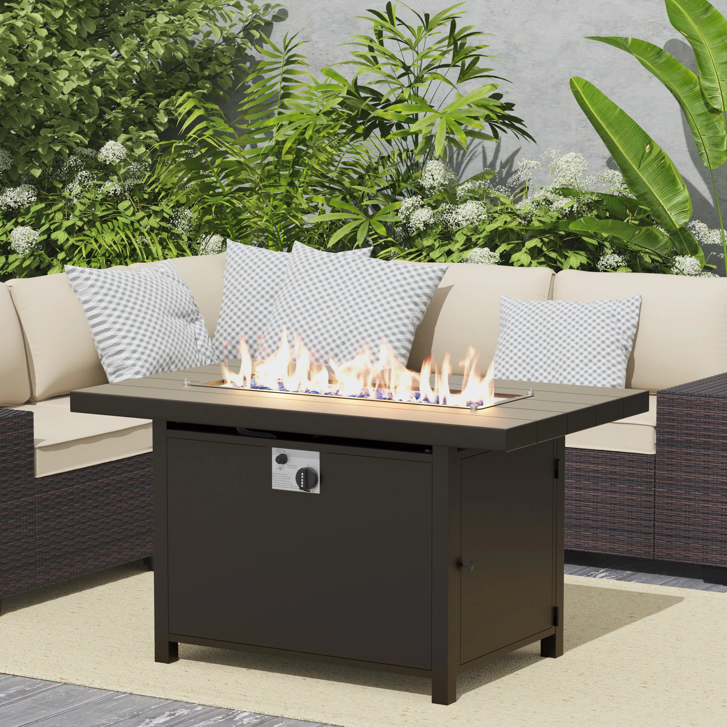 Aluminum & Iron Rectangular Propane Fire Pit Table With 55,000 Btu Output | Wayfair North America