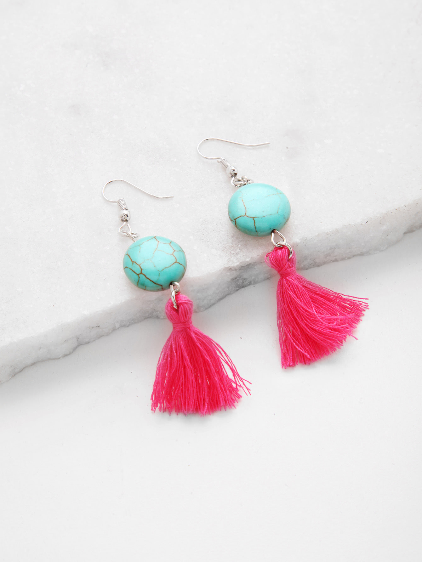 Tassel Drop Earrings With Gemstone | SHEIN