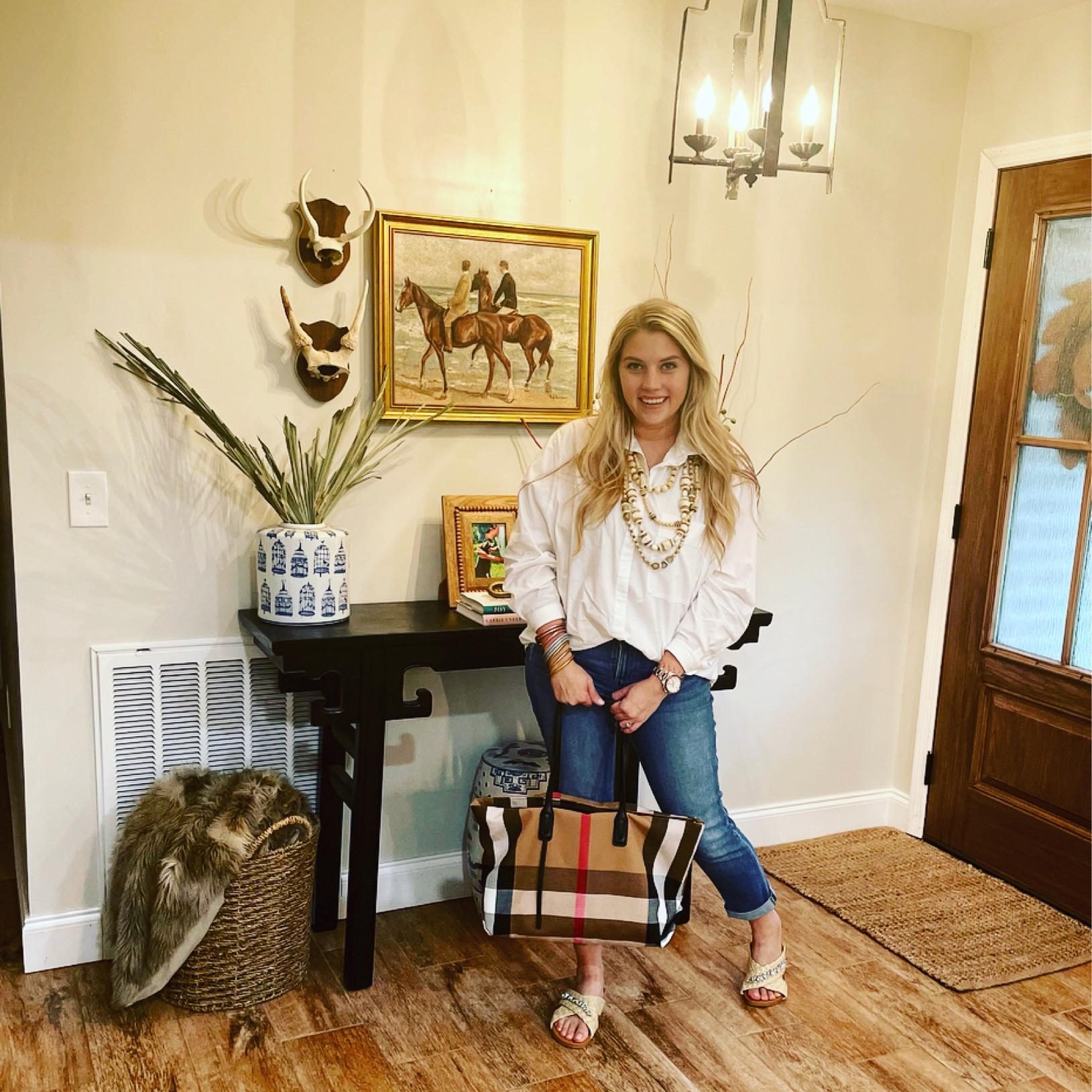 Breezing into the weekend with these jeweled slide on sliders on clearance for $14.99 with an oversized button down to style many of ways!! 

#LTKSeasonal #LTKunder50 #LTKshoecrush