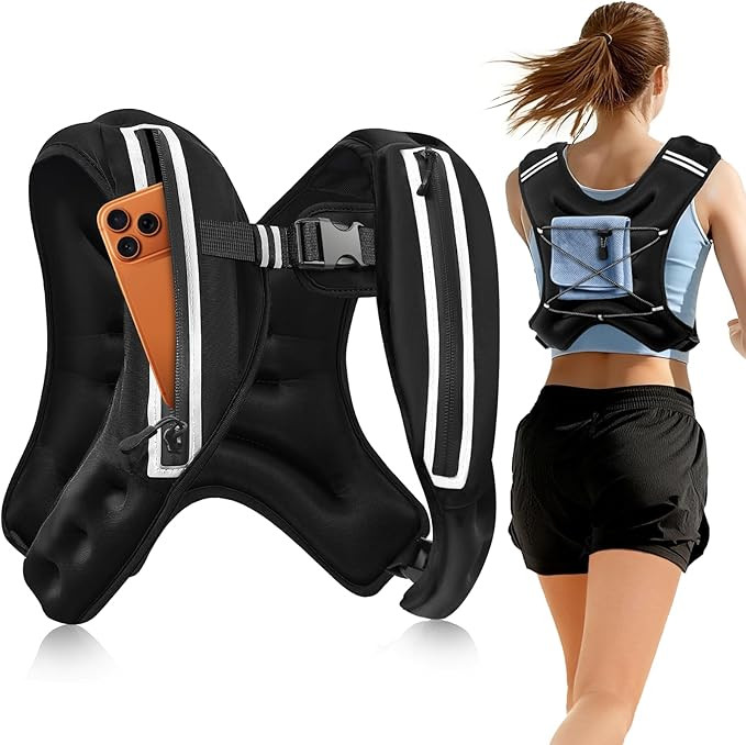 Weighted Vest Woman Man,8/12/16/20lbs Weight Vest with Plus Storage Pockets&Adjustable Straps,Dur... | Amazon (US)